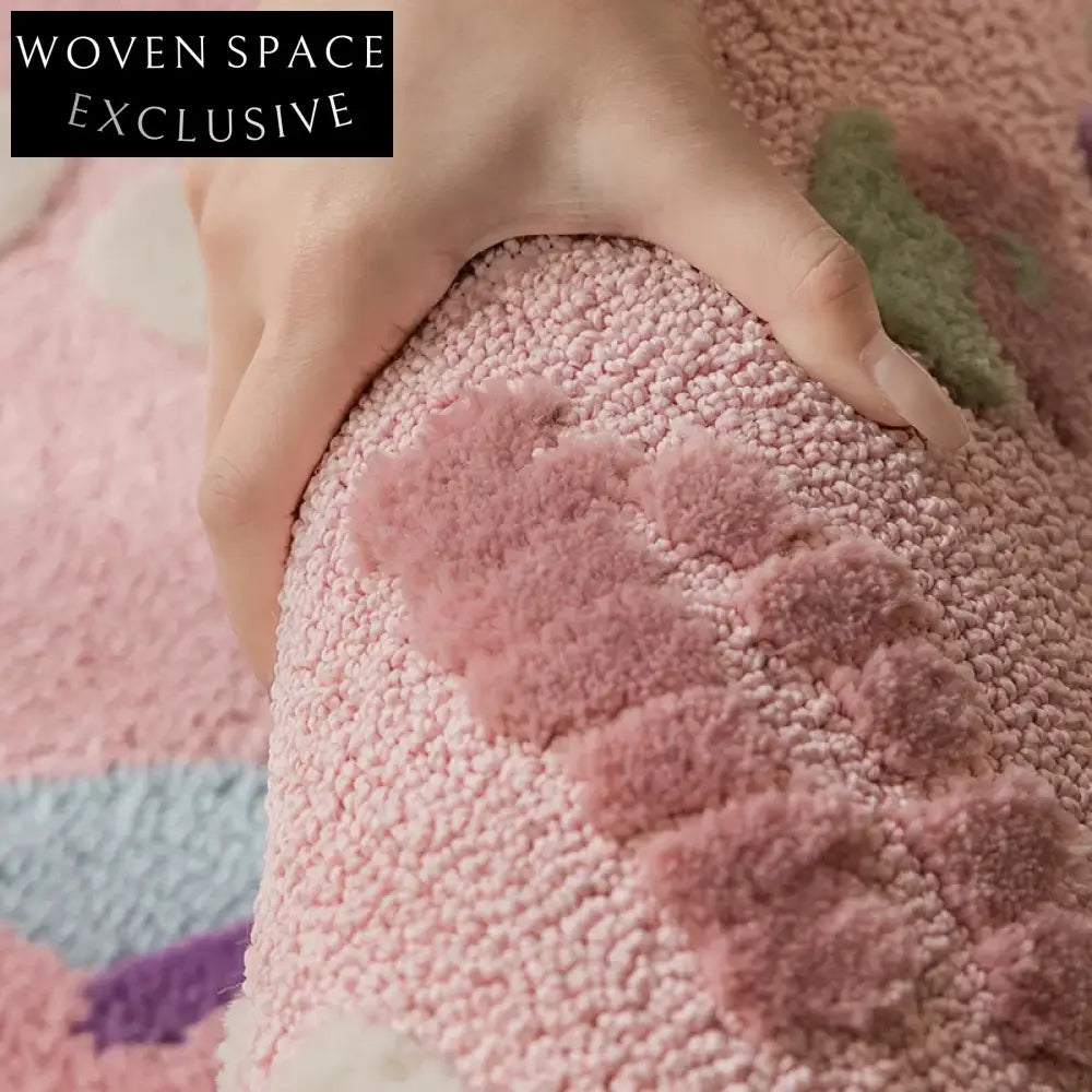 Handmade Thickened Kids' Princess Room Rug, Soft Polyester Cartoon Play Area Carpet