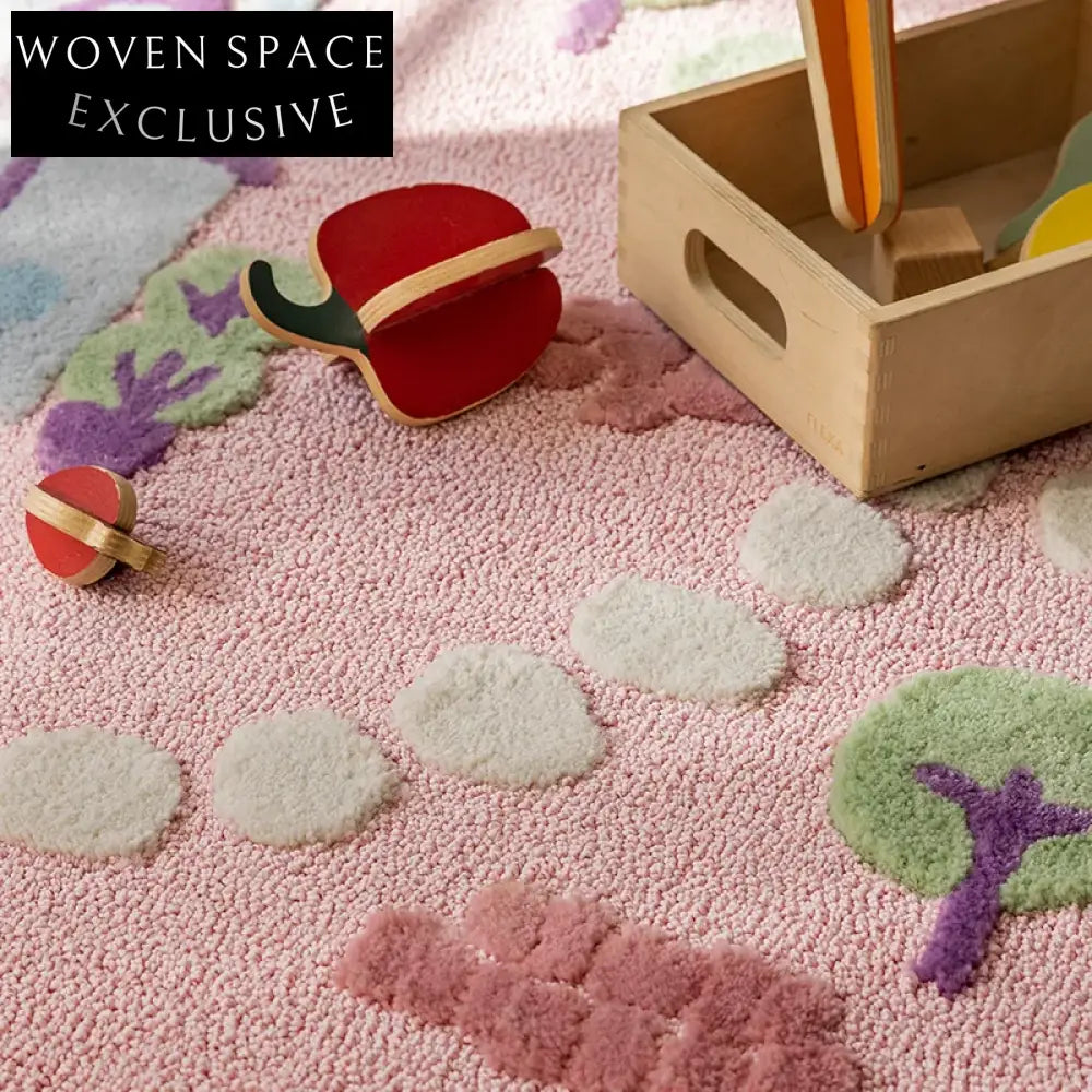 Handmade Thickened Kids' Princess Room Rug, Soft Polyester Cartoon Play Area Carpet