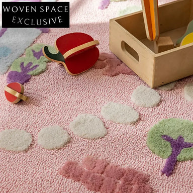 Handmade Thickened Kids' Princess Room Rug, Soft Polyester Cartoon Play Area Carpet