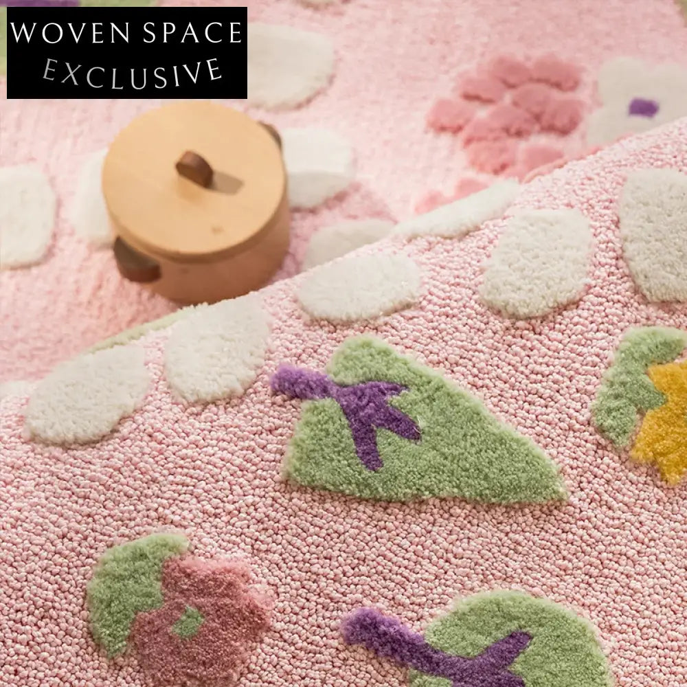Handmade Thickened Kids' Princess Room Rug, Soft Polyester Cartoon Play Area Carpet