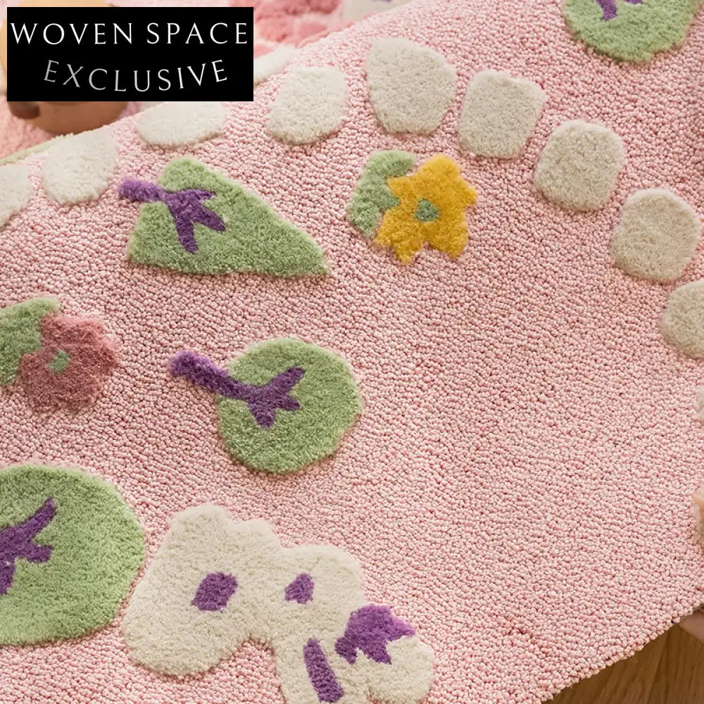 Handmade Thickened Kids' Princess Room Rug, Soft Polyester Cartoon Play Area Carpet