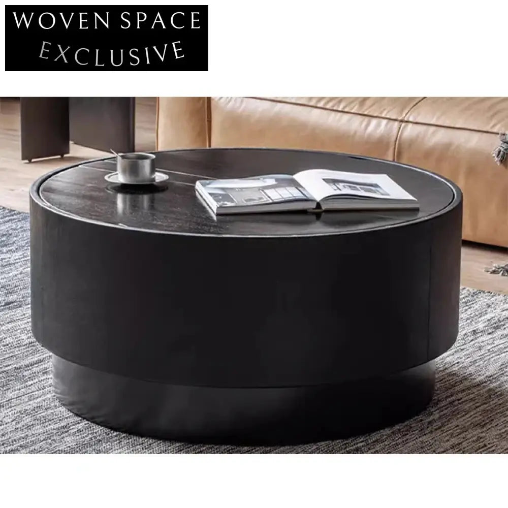 Handmade Vintage Wabi Sabi Solid Wood Round Coffee Table