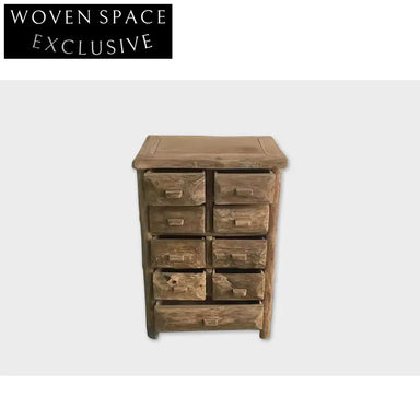 Handmade Wabi Sabi Solid Elm Wood Nine Bucket Cabinet