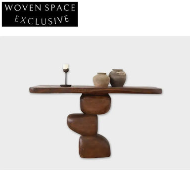 Handmade Wabi Sabi Solid Paulownia Wood Antique Console Table