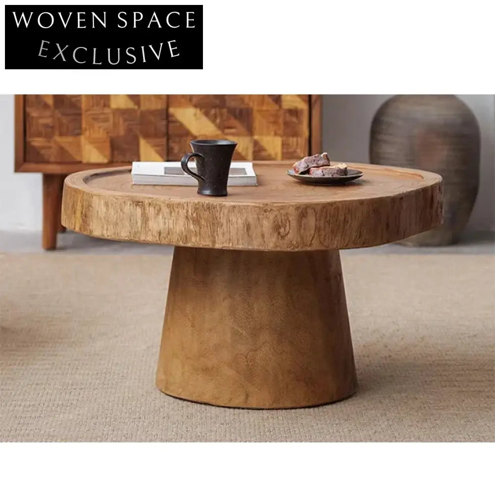 Handmade Wabi Sabi Solid Wood Eco-Friendly Round Coffee Table