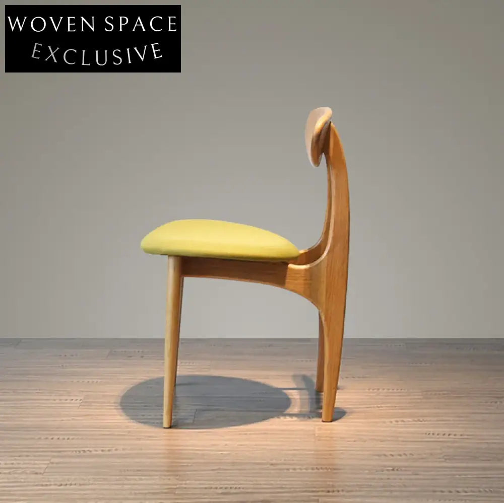 Hans Wegner Style Wooden Dining Chair with Fabric Seat for Cafes