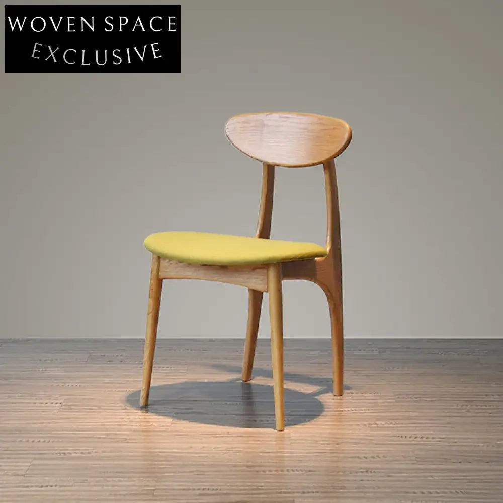 Hans Wegner Style Wooden Dining Chair with Fabric Seat for Cafes