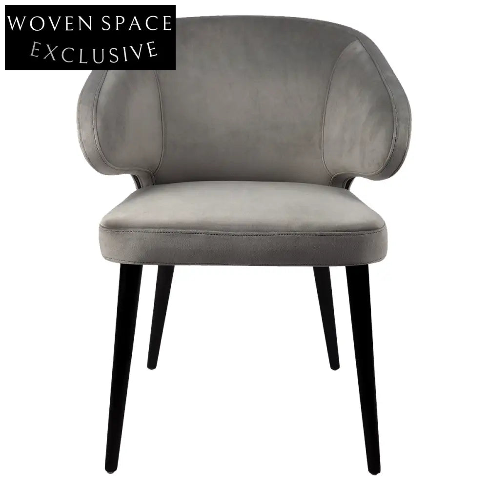 Harlow Black Dining Chair - Grey Velvet Dining Chair