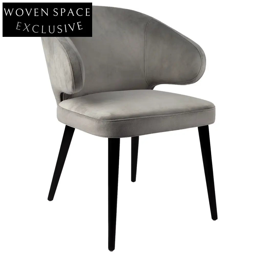 Harlow Black Dining Chair - Grey Velvet