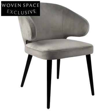 Harlow Black Dining Chair - Grey Velvet