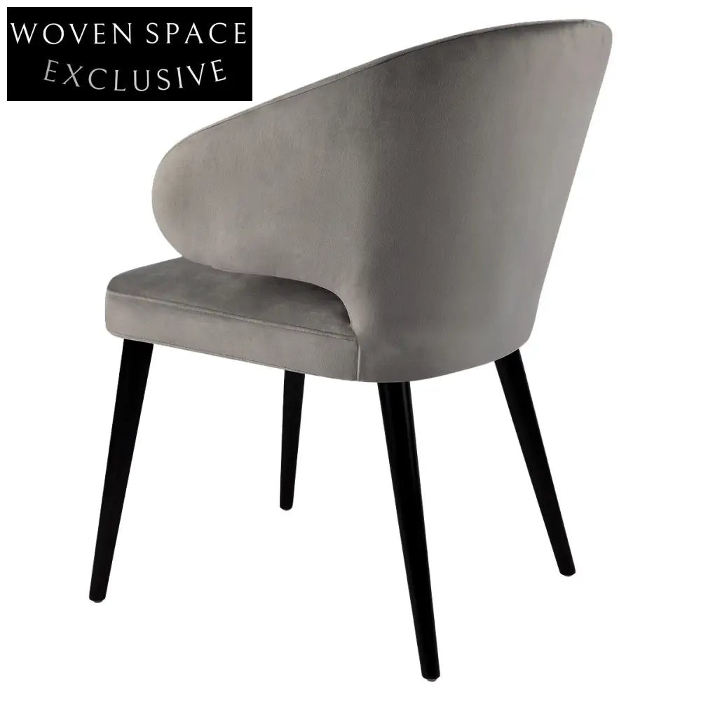 Harlow Black Dining Chair - Grey Velvet Dining Chair