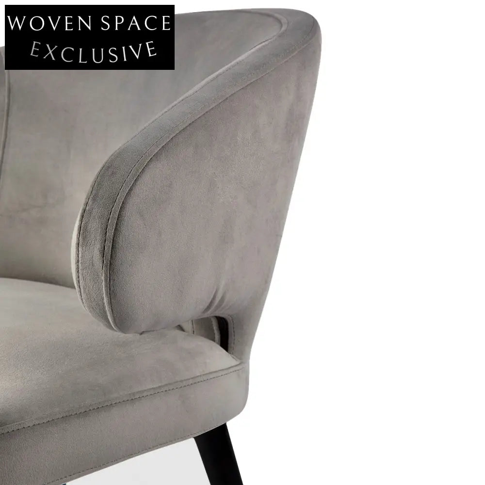 Harlow Black Dining Chair - Grey Velvet Dining Chair