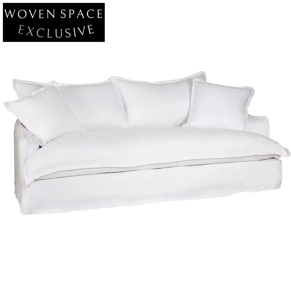 Hayman 3 Seater Slip Cover Sofa - White Linen