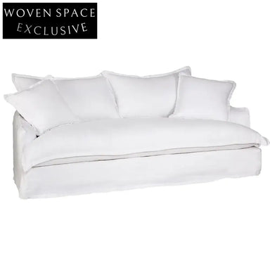 Hayman 3 Seater Slip Cover Sofa - White Linen