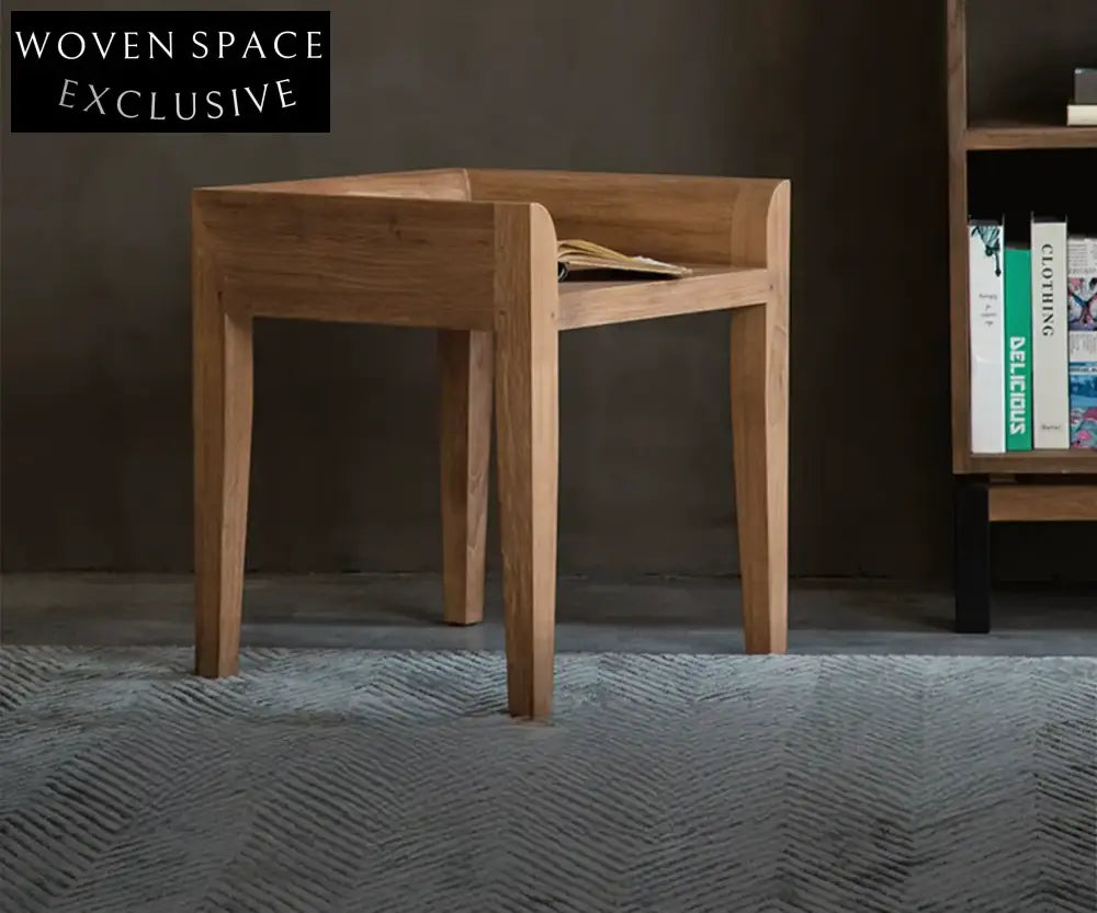 Haze Pure Teak Bedroom Makeup Dining Stool Environmentally friendly teak solid wood / Spot stock