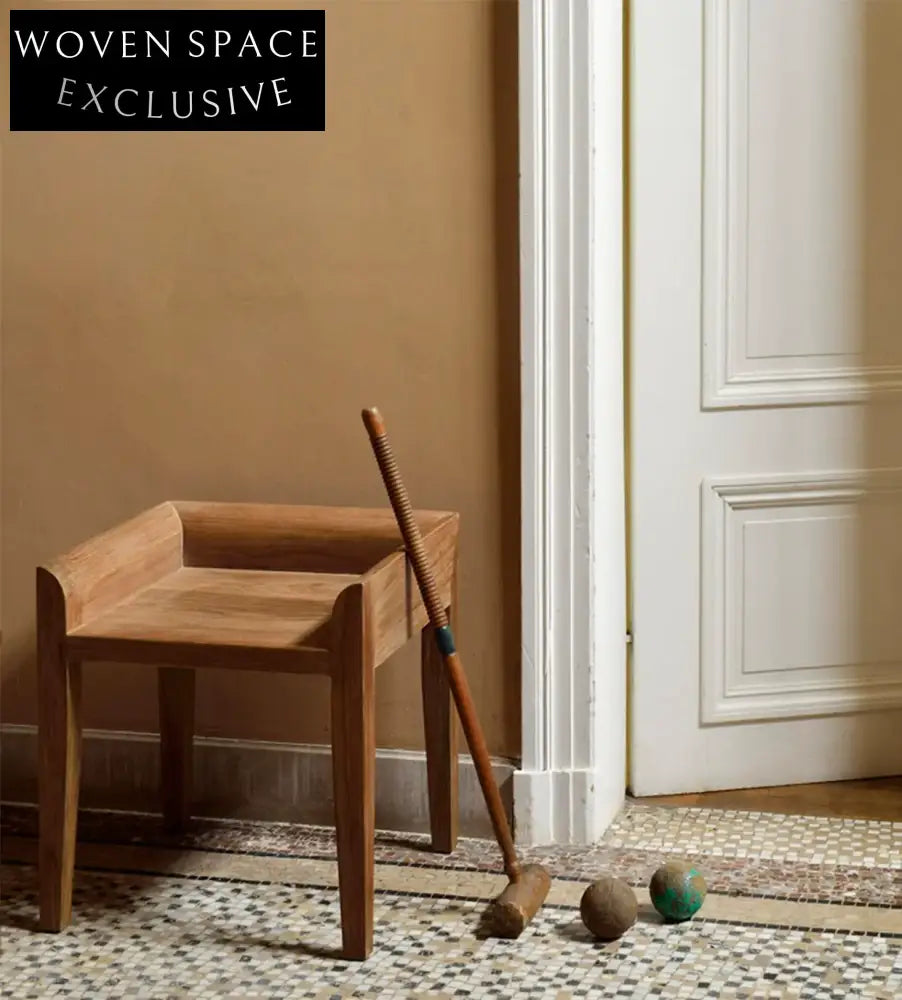 Haze Pure Teak Bedroom Makeup Dining Stool Environmentally friendly teak solid wood / Spot stock