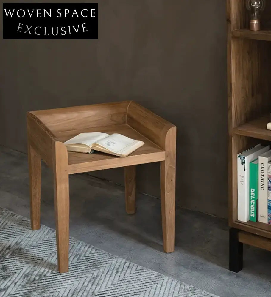 Haze Pure Teak Bedroom Makeup Dining Stool Environmentally friendly teak solid wood / Spot stock