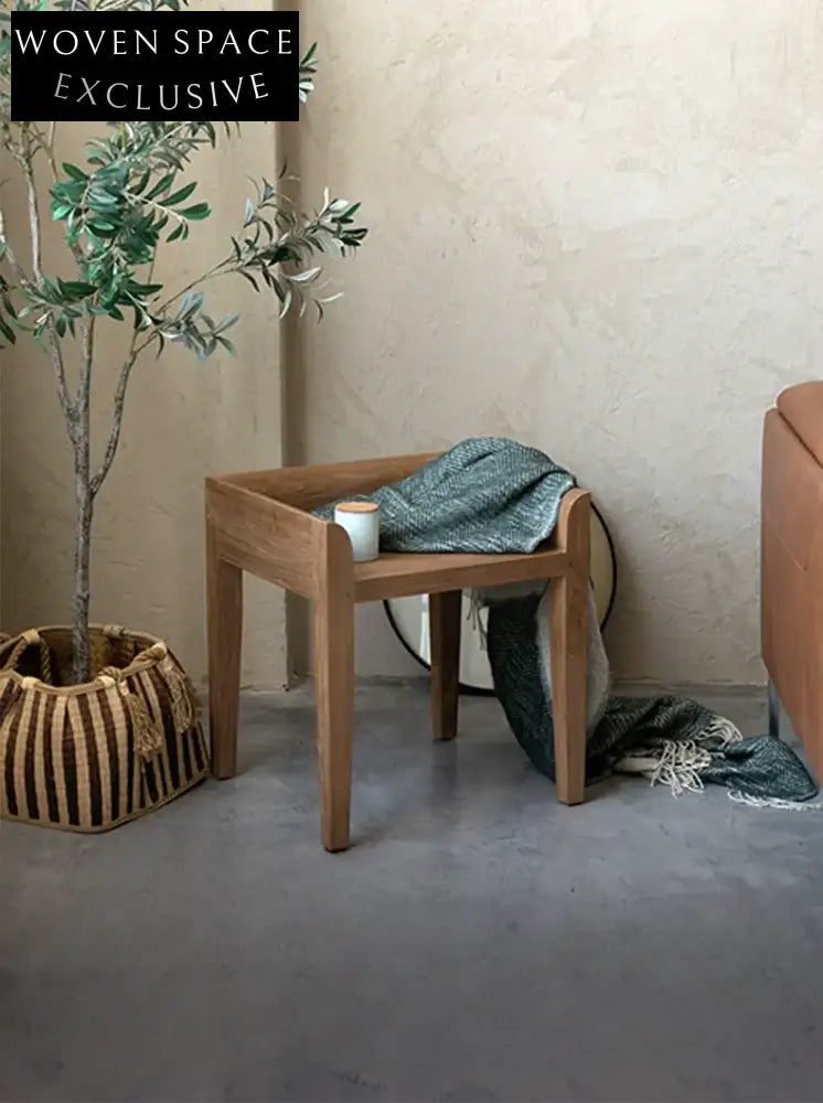 Haze Pure Teak Bedroom Makeup Dining Stool Environmentally friendly teak solid wood / Spot stock