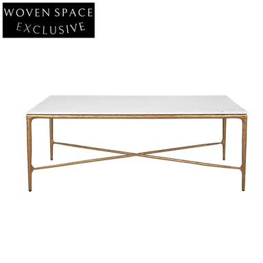 Heston Rectangle Marble Coffee Table - Brass
