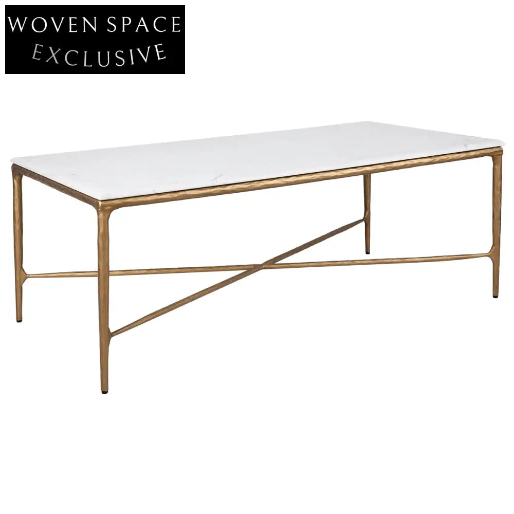 Heston Rectangle Marble Coffee Table - Brass Coffee Table