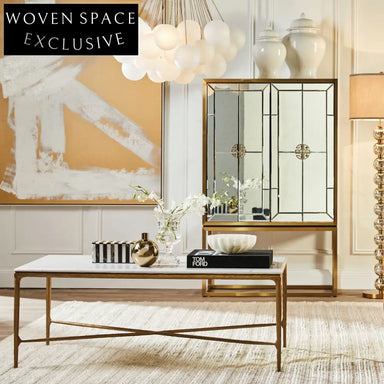 Heston Rectangle Marble Coffee Table - Brass Coffee Table