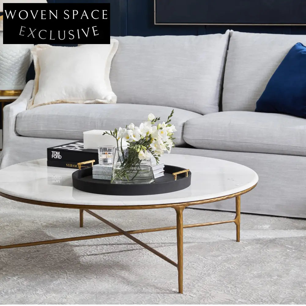 Heston Round Marble Coffee Table - Brass Coffee Table