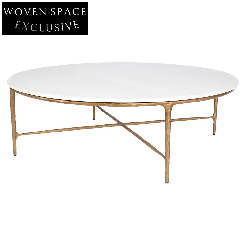 Heston Round Marble Coffee Table - Brass