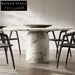 High-End Carved White Marble Round Dining Table for Luxury Homes
