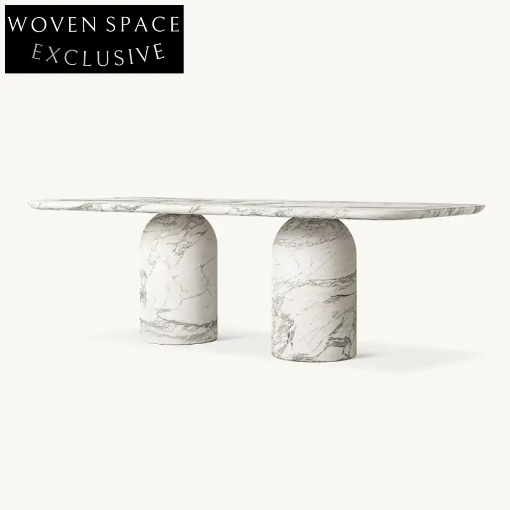 High-End Carved White Marble Round Dining Table for Luxury Homes