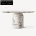 High-End Carved White Marble Round Dining Table for Luxury Homes