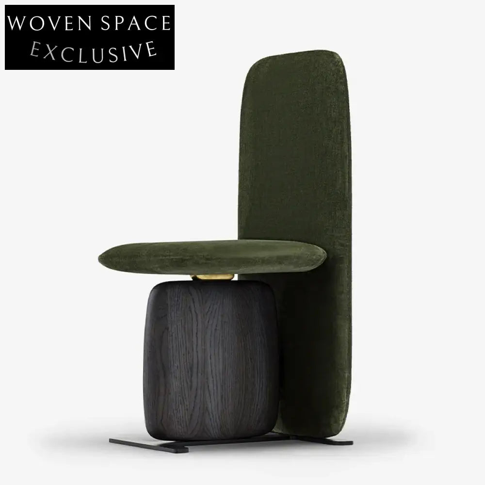 High-End Italian Upholstered Dining Chair with Solid Wood Base