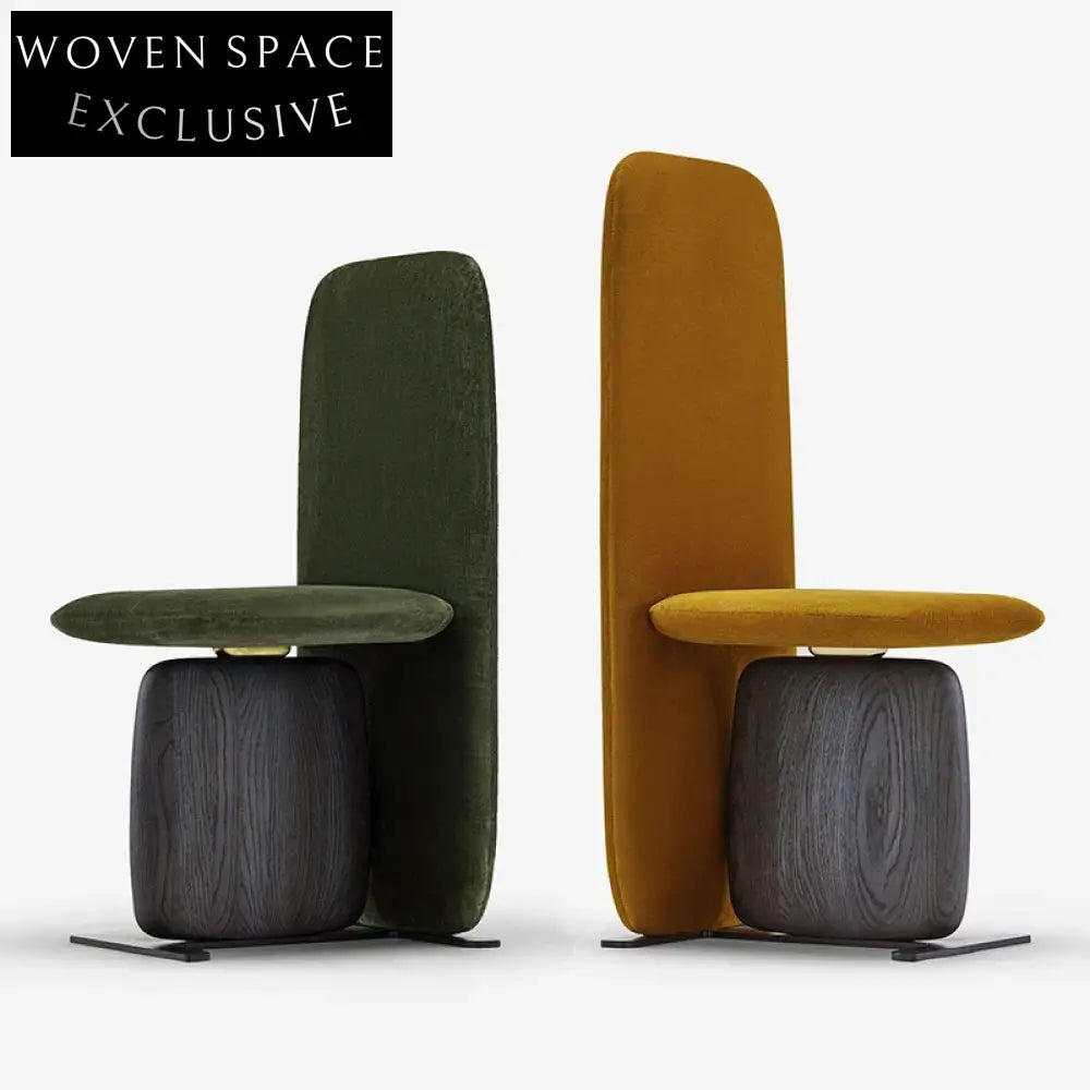 High-End Italian Upholstered Dining Chair with Solid Wood Base