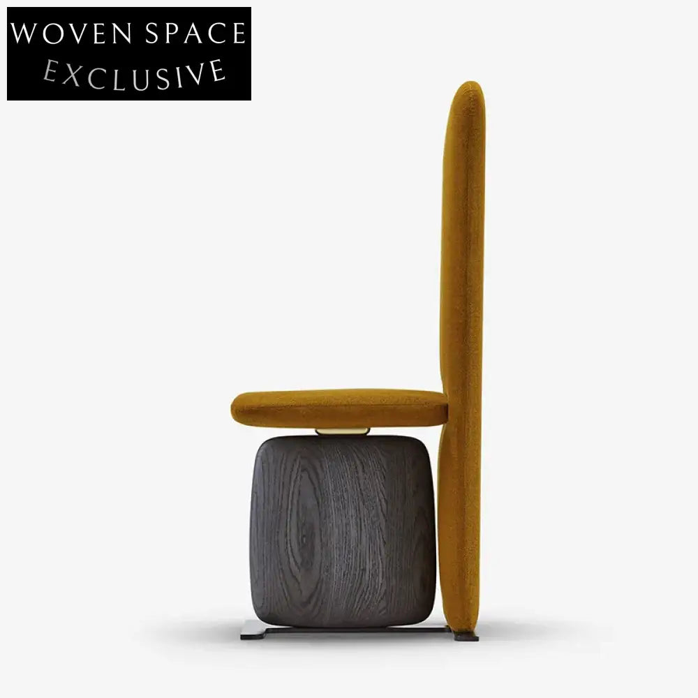 High-End Italian Upholstered Dining Chair with Solid Wood Base