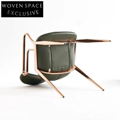 High-End Modern Luxury Home Dining Armchair with Golden Leather