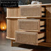 High-Quality Wooden Storage Cabinet with Natural Rattan Woven Doors