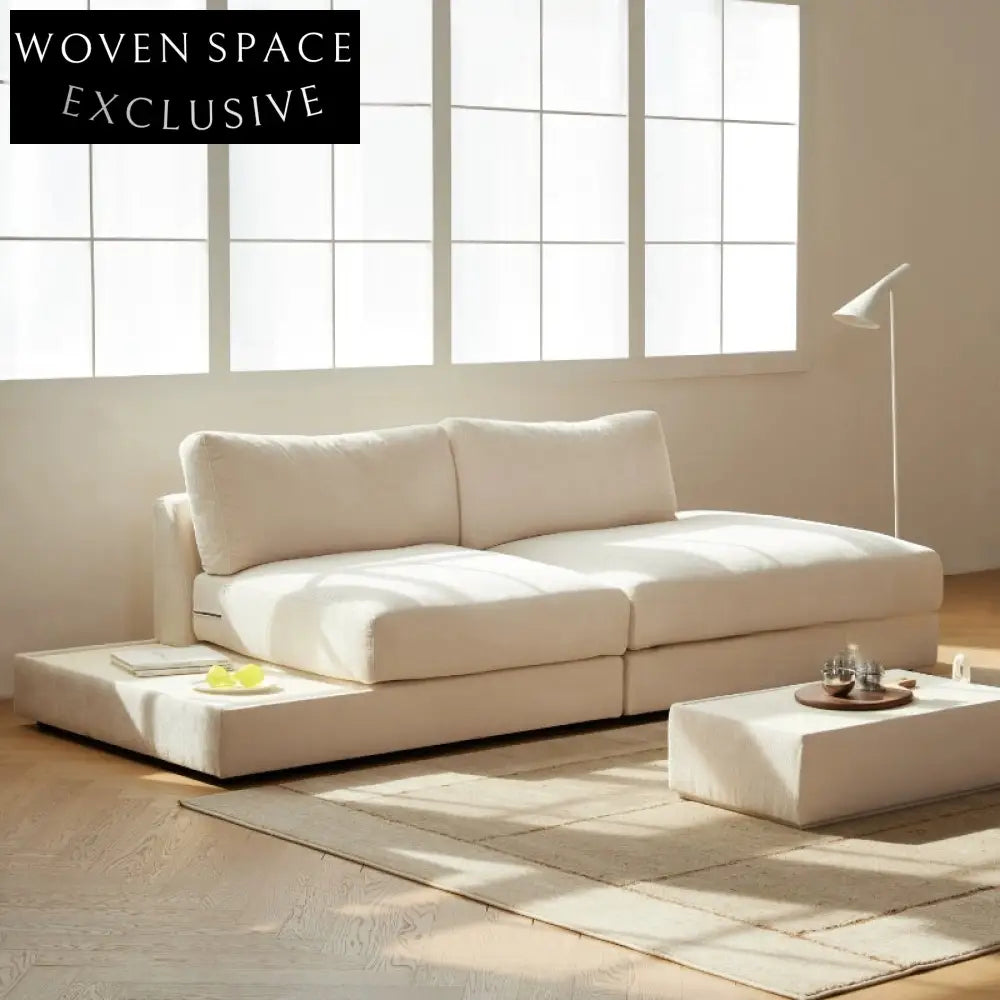 Home Furnishing Blue Fabric Chenille Module Living Room Straight Armrest Storage Box Tofu Block Supo Sofa