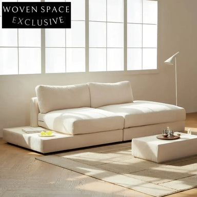 Home Furnishing Blue Fabric Chenille Module Living Room Straight Armrest Storage Box Tofu Block Supo Sofa