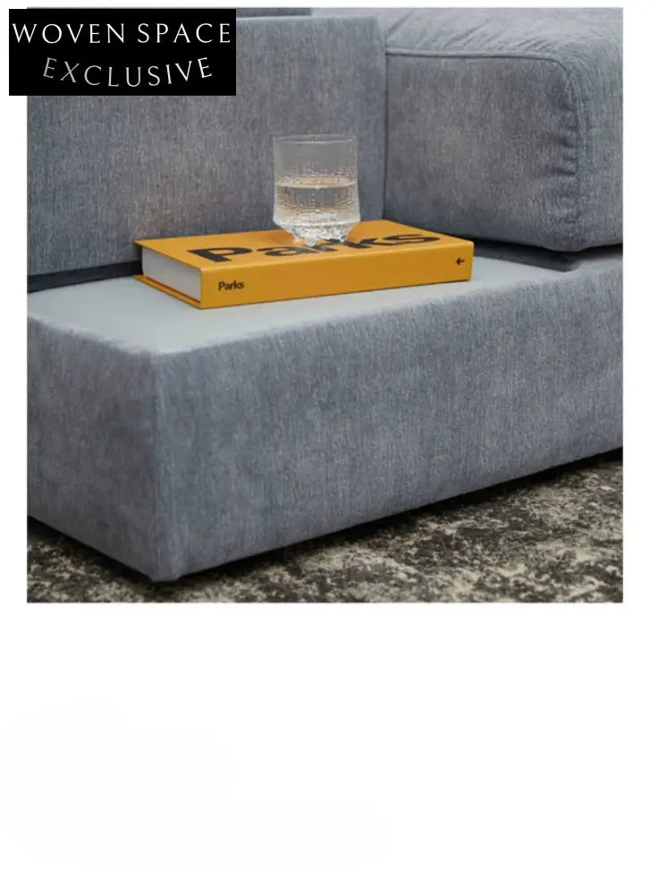 Home Furnishing Blue Fabric Chenille Module Living Room Straight Armrest Storage Box Tofu Block Supo Sofa