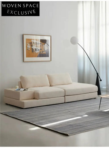 Home Furnishing Blue Fabric Chenille Module Living Room Straight Armrest Storage Box Tofu Block Supo Sofa