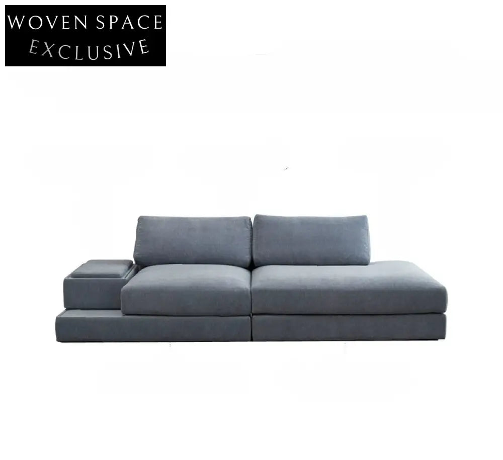 Home Furnishing Blue Fabric Chenille Module Living Room Straight Armrest Storage Box Tofu Block Supo Sofa