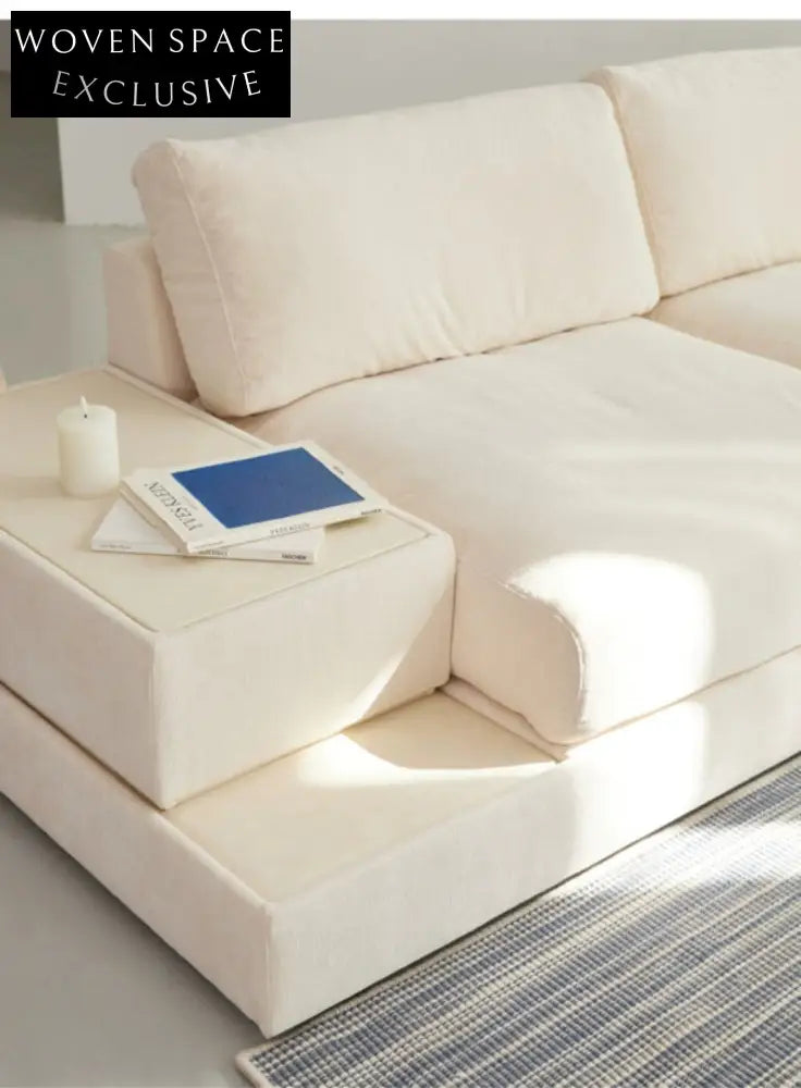 Home Furnishing Blue Fabric Chenille Module Living Room Straight Armrest Storage Box Tofu Block Supo Sofa