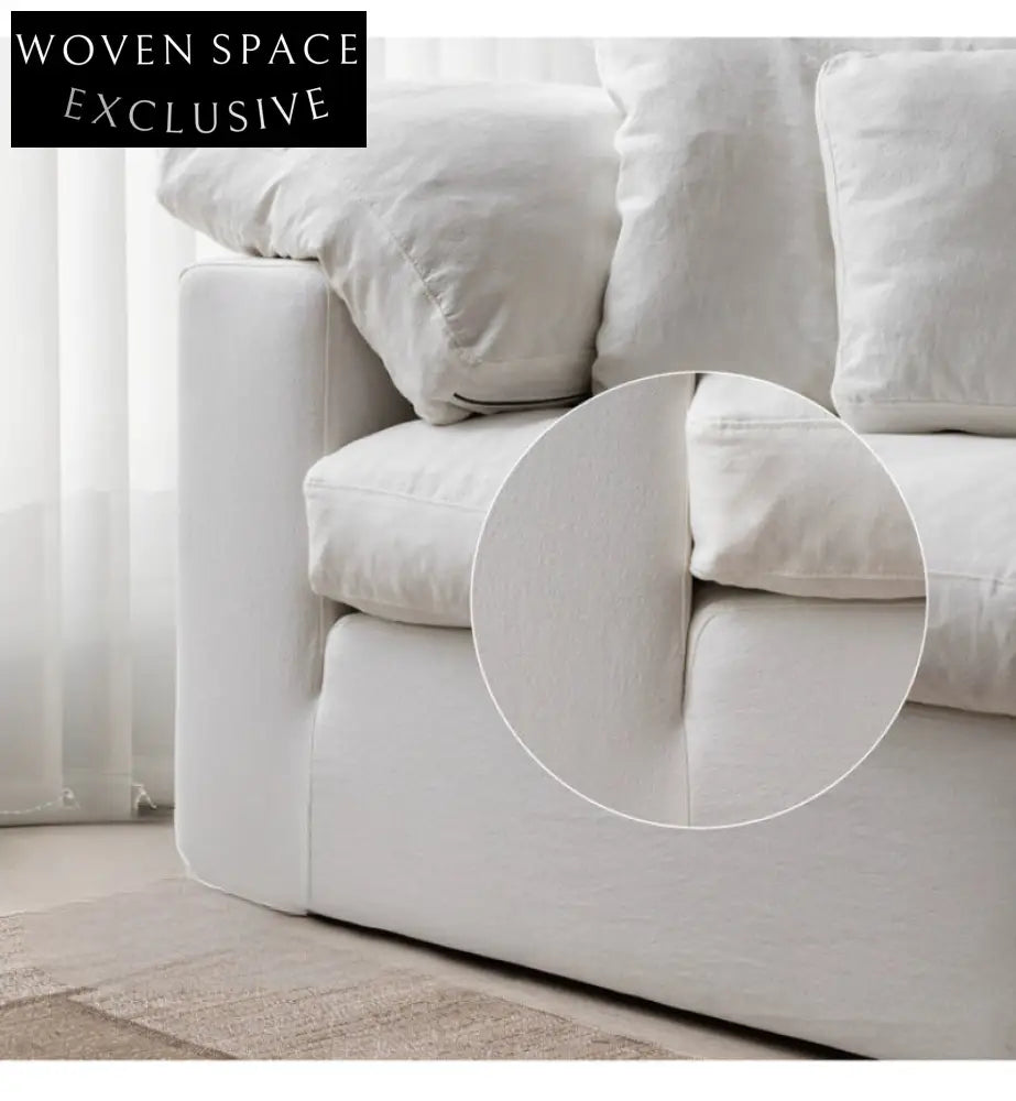 Home Furnishing Cloud Sofa Cream Style Wabi Sabi Style Linen Fabric Down Module Fully Removable and Washable Sofa