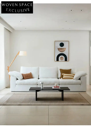 Home Furnishing Cloud Sofa Cream Style Wabi Sabi Style Linen Fabric Down Module Fully Removable and Washable Sofa