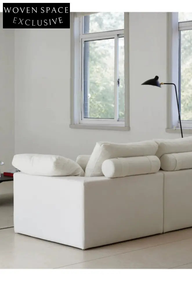 Home Furnishing Cloud Sofa Cream Style Wabi Sabi Style Linen Fabric Down Module Fully Removable and Washable Sofa