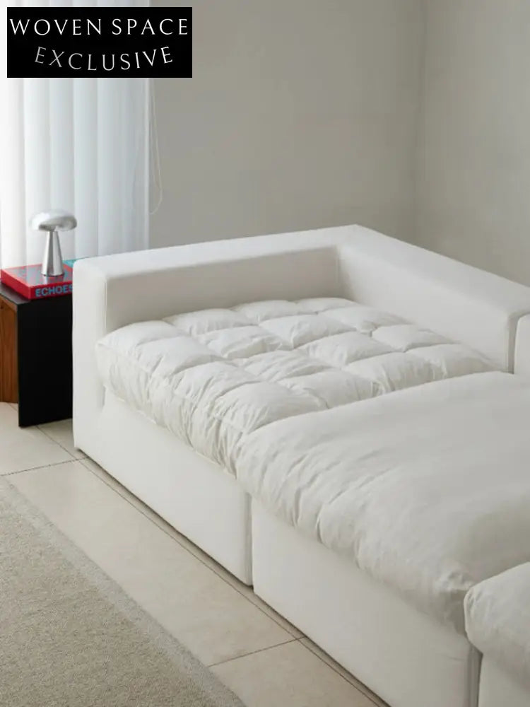 Home Furnishing Cloud Sofa Cream Style Wabi Sabi Style Linen Fabric Down Module Fully Removable and Washable Sofa