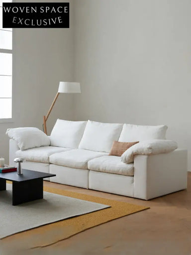 Home Furnishing Cloud Sofa Cream Style Wabi Sabi Style Linen Fabric Down Module Fully Removable and Washable Sofa