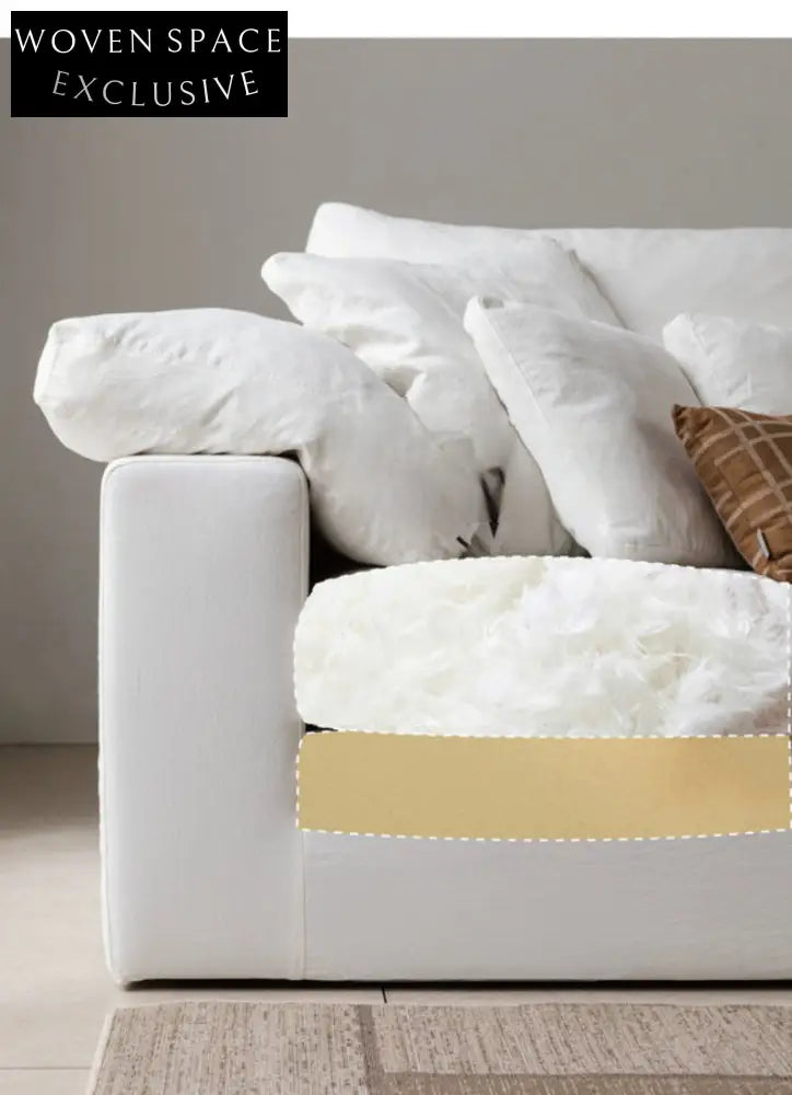 Home Furnishing Cloud Sofa Cream Style Wabi Sabi Style Linen Fabric Down Module Fully Removable and Washable Sofa