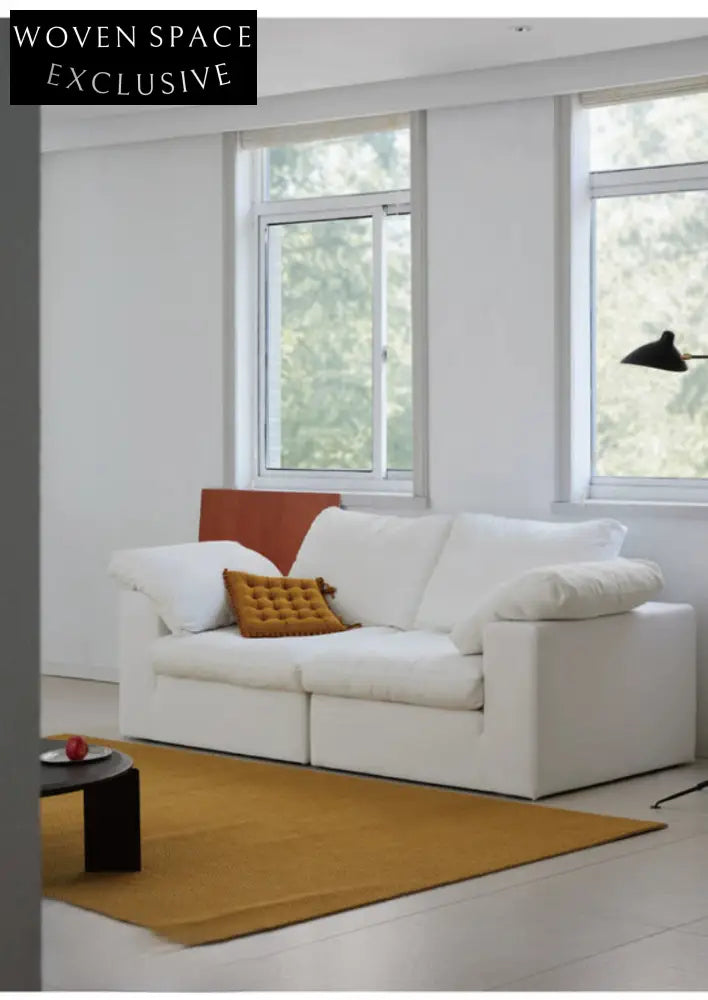 Home Furnishing Cloud Sofa Cream Style Wabi Sabi Style Linen Fabric Down Module Fully Removable and Washable Sofa