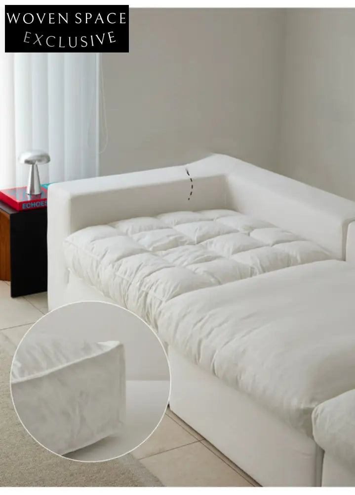 Home Furnishing Cloud Sofa Electric Style Removable and Washable Linen Fabric Down Sofa Can Be Lifted or Sleeped