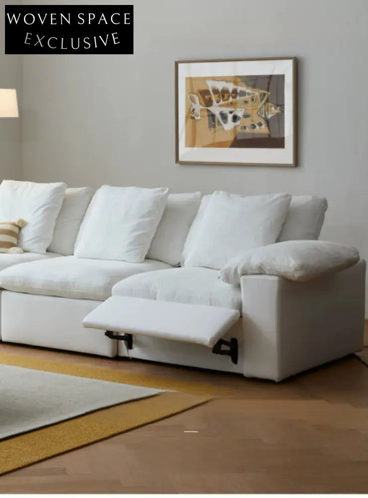 Home Furnishing Cloud Sofa Electric Style Removable and Washable Linen Fabric Down Sofa Can Be Lifted or Sleeped